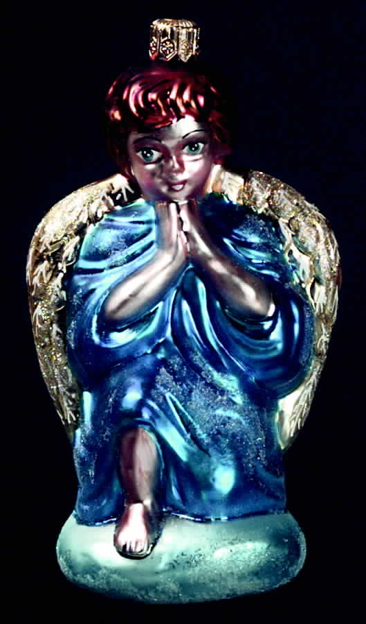 Angel Ornaments (Blown Glass) Humble Prayer-Blue - No Box by Christopher Radko-1