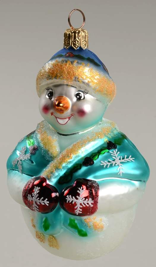 Snowmen Jolly Wrap Junior-Aqua - No Box by Christopher Radko-1
