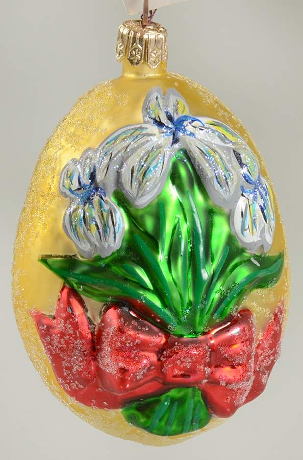 Egg (Shaped) Ornament Egg Blossoms-Blue Iris - No Box by Christopher Radko-1