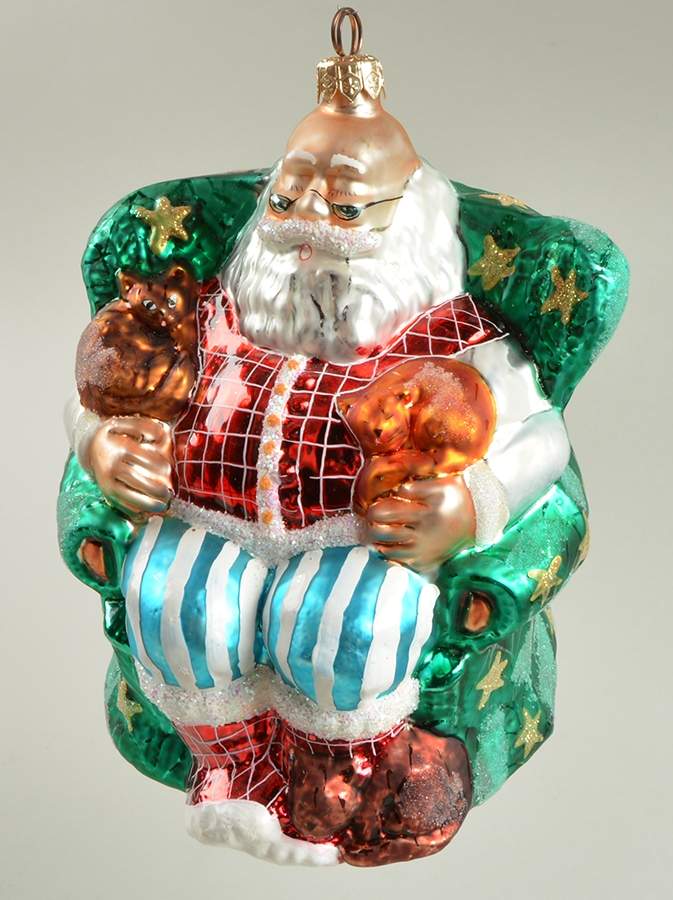 Santa's Pastimes-Recreations Cat Nap-Green Chair - No Box by Christopher Radko-1