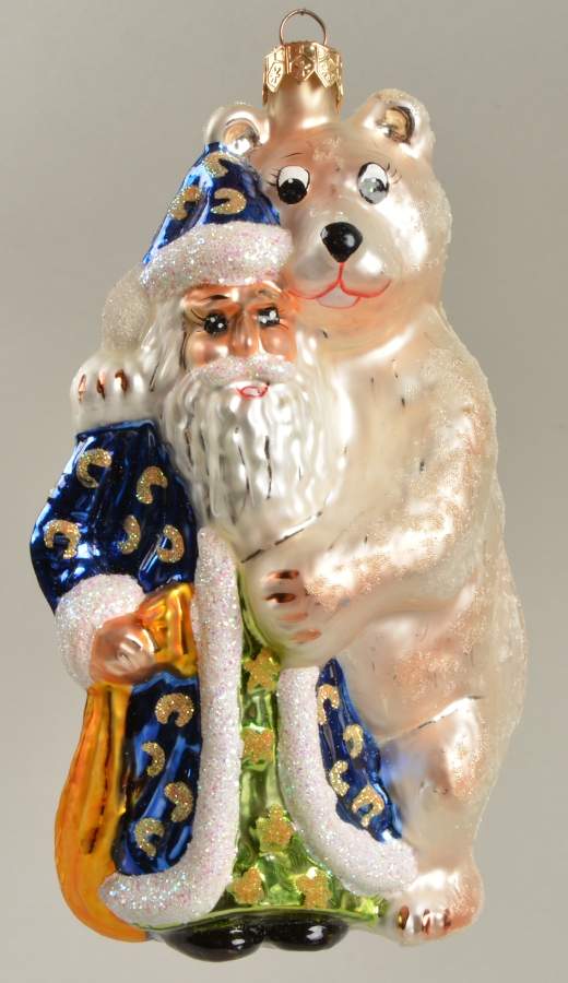 Santas Bear Hug-Blue - No Box by Christopher Radko-1