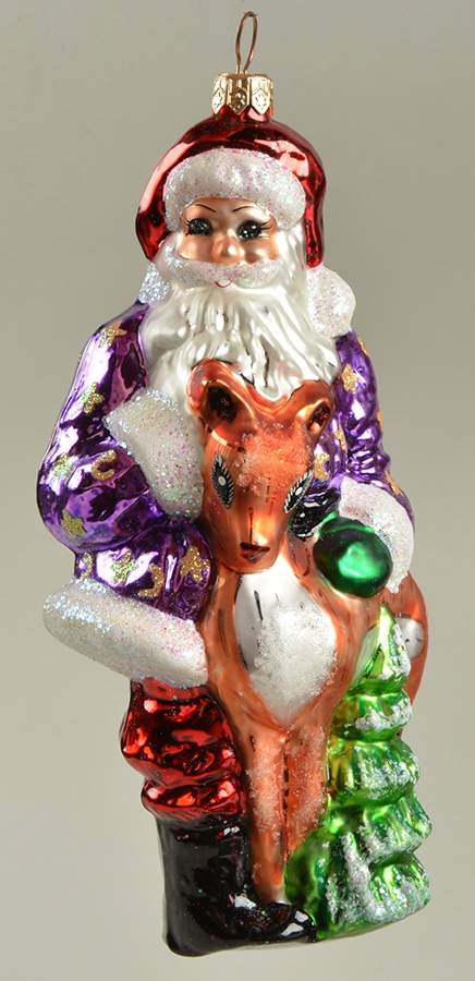 Santa with Pinecones-Trees Santa's Helper-Purple Coat - No Box by Christopher Radko-1