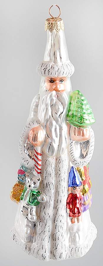 Santa with Pinecones-Trees Slim Traveler-White - No Box by Christopher Radko-1