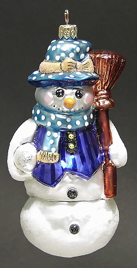 Snowmen with Broom Dressed To Chill-Blue - No Box by Christopher Radko-1