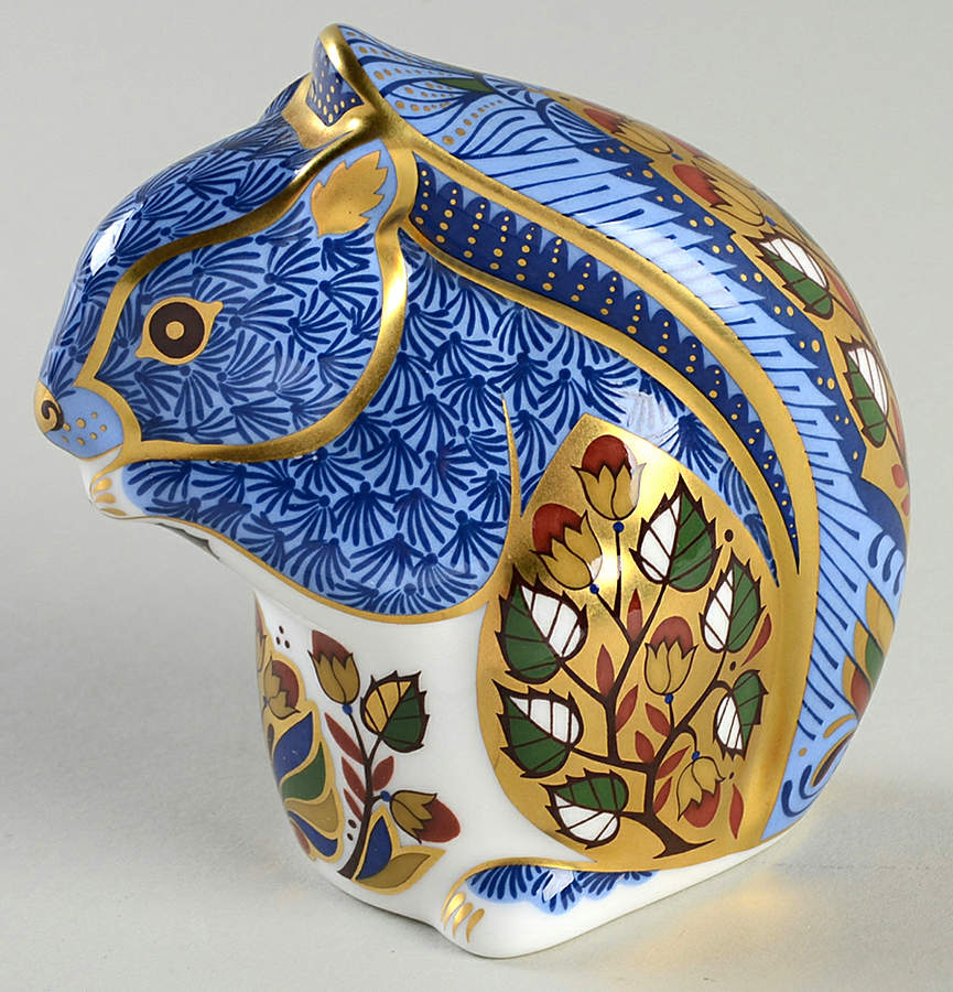 Imari Paperweight Collection Squirrel-Blue Debenham's Exclusive - No Box by Royal Crown Derby-1