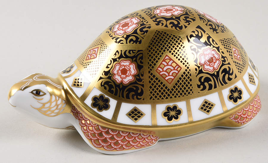 Imari Paperweight Collection Yorkshire Rose Father Tortoise - No Box by Royal Crown Derby-1