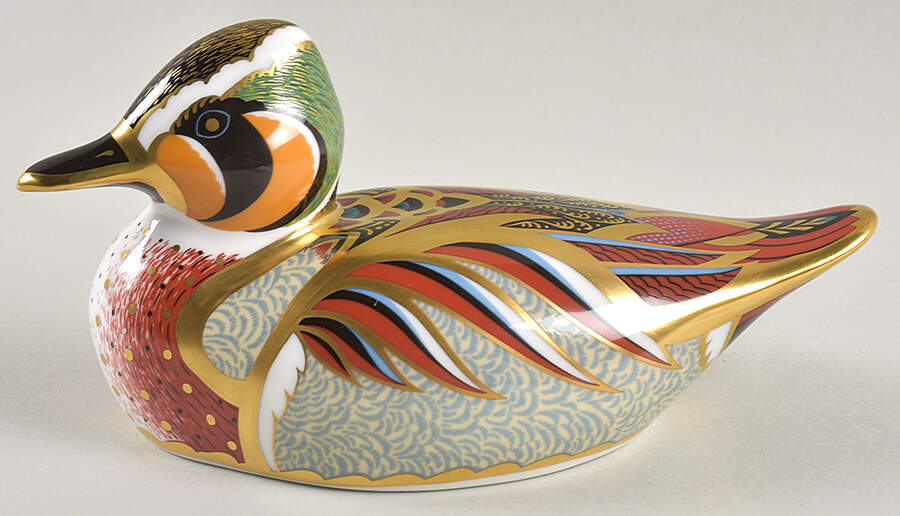 Imari Paperweight Collection Baikal Teal Duck - Boxed by Royal Crown Derby-1