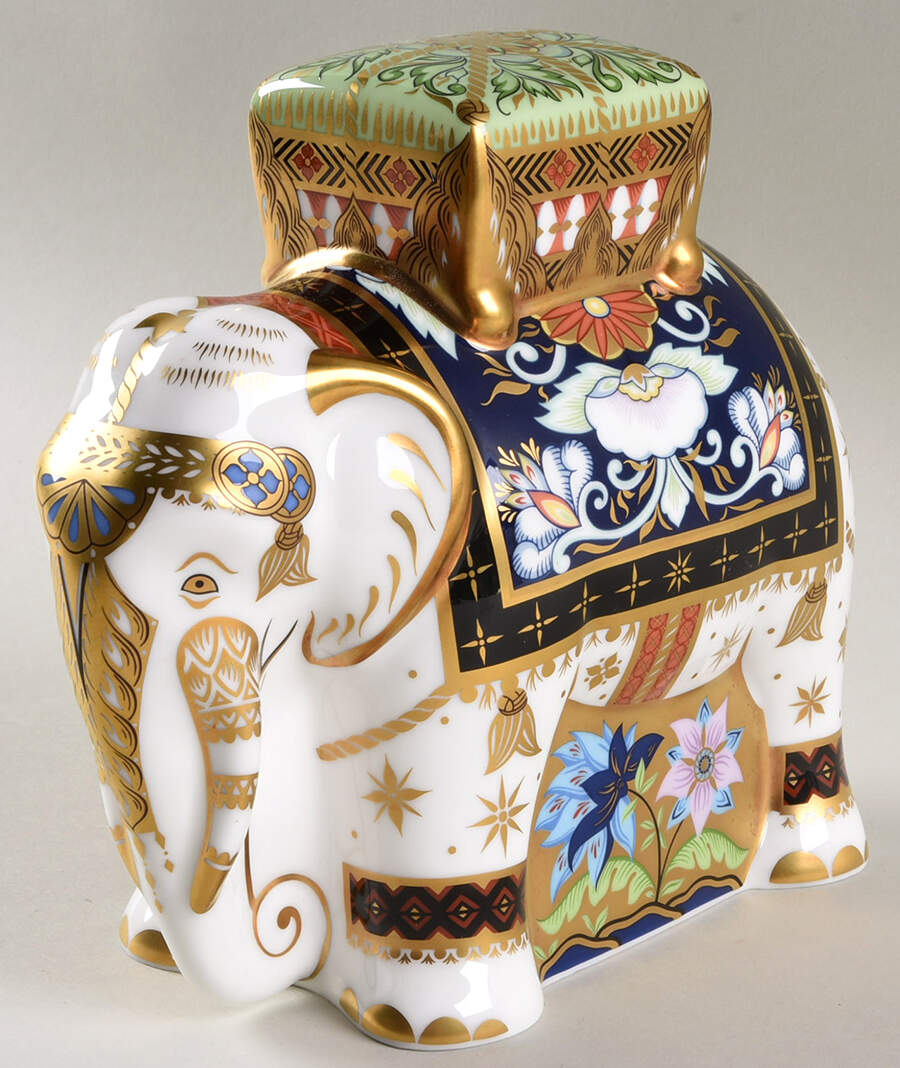 Imari Paperweight Collection Indian Elephant-Father - Boxed by Royal Crown Derby-1
