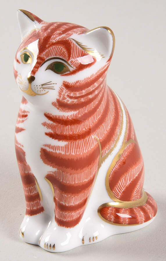 Imari Paperweight Collection Ginger Kitten - Boxed by Royal Crown Derby-1