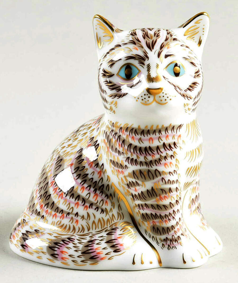 Imari Paperweight Collection Thomas-Silver Tabby Kitten - Boxed by Royal Crown Derby-1