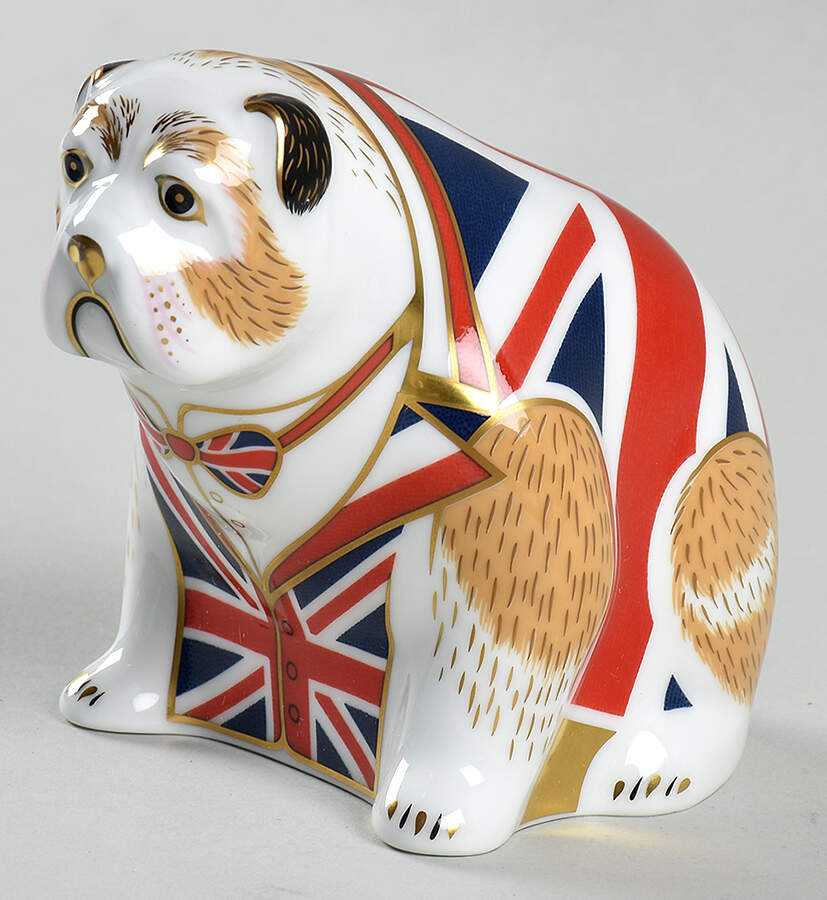 Imari Paperweight Collection Bulldog-Union Jack - With Box Bx420 by Royal Crown Derby-1