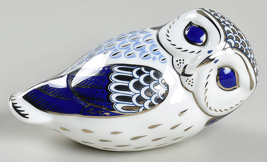 Imari Paperweight Collection Platinum Owl - No Box by Royal Crown Derby-1