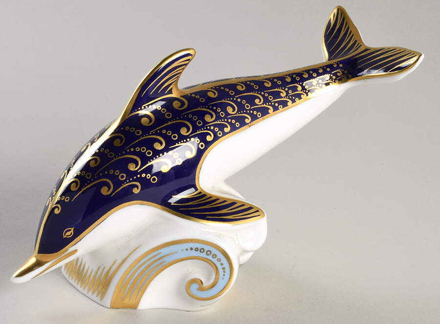 Imari Paperweight Collection Dolphin-Cobalt-No Stopper - No Box 96a by Royal Crown Derby-1