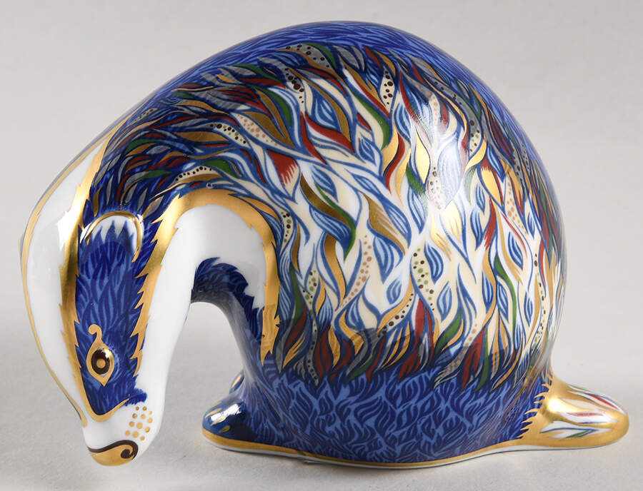 Imari Paperweight Collection Buxton Badger - No Box by Royal Crown Derby-1