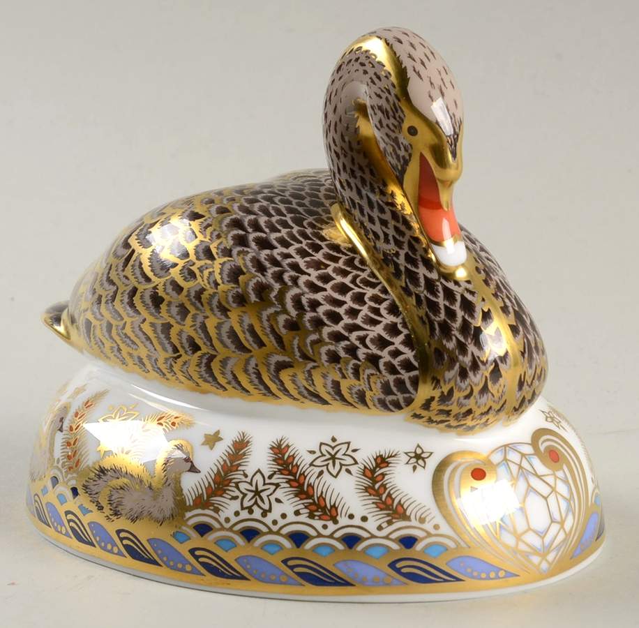 Sixtieth Anniversary Coronation Coronation-Platinum Black Swan - Boxed by Royal Crown Derby-1