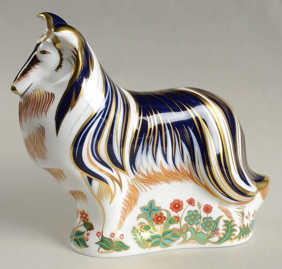 Imari Paperweight Collection Rough Collie - Boxed by Royal Crown Derby-1