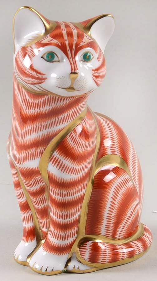 Imari Paperweight Collection Ginger Tom Cat - Boxed by Royal Crown Derby-1