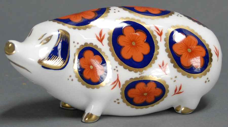 Imari Paperweight Collection Pig - No Box by Royal Crown Derby-1