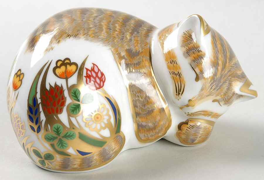 Imari Paperweight Collection Cottage Garden Kitten-Lavender Mother &  - Boxed by Royal Crown Derby-1