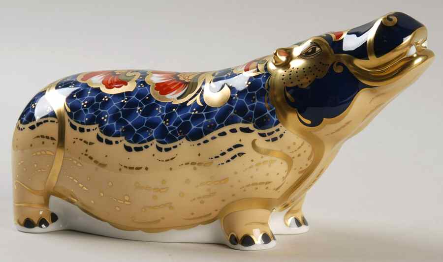 Imari Paperweight Collection Hippopotamus - Boxed by Royal Crown Derby-1