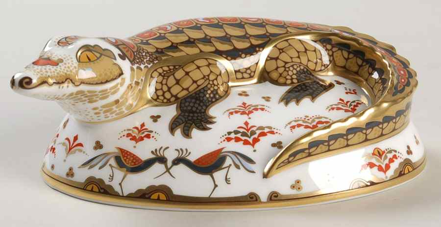 Imari Paperweight Collection Crocodile - Boxed by Royal Crown Derby-1
