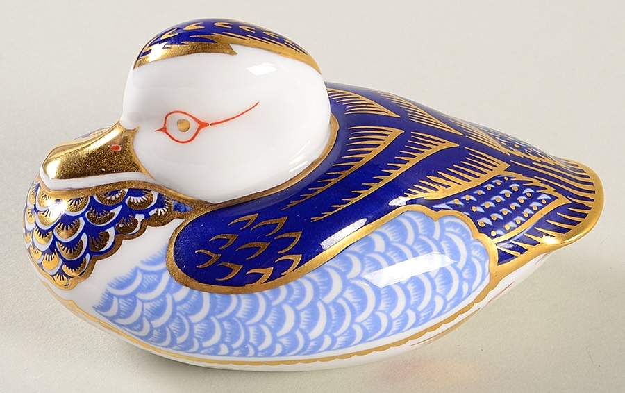Imari Paperweight Collection Duck-Light Blue Feathers - No Box by Royal Crown Derby-1