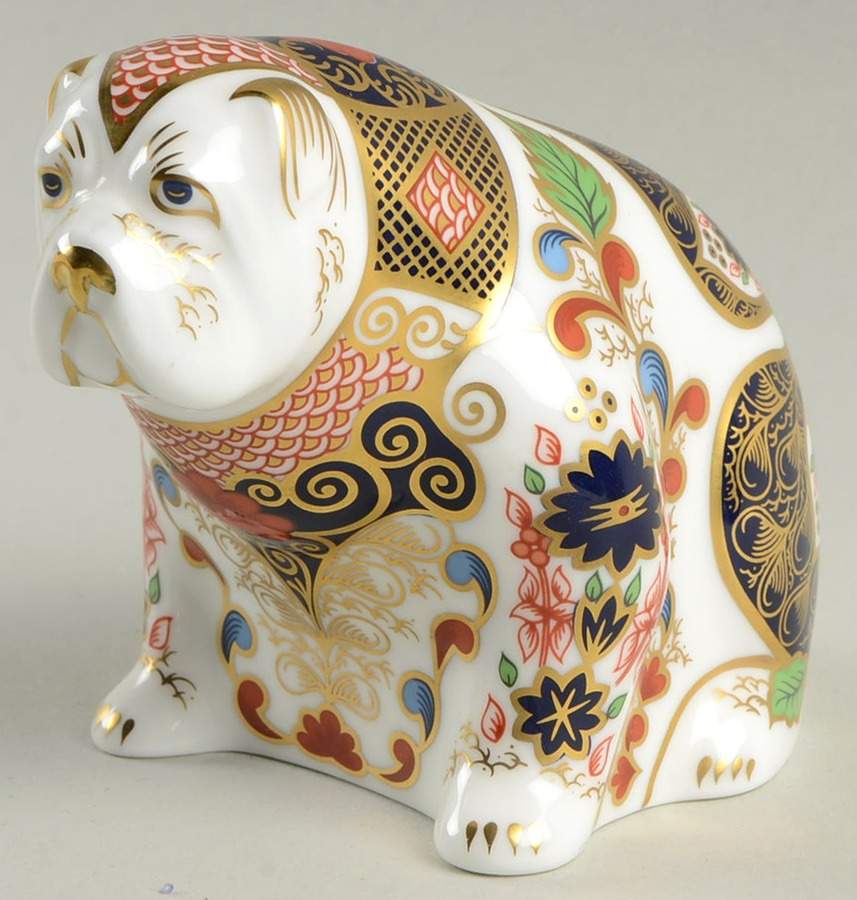 Imari Paperweight Collection Bulldog (Old Imari) - No Box by Royal Crown Derby-1