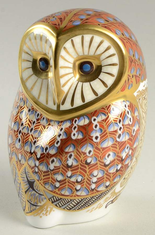 Imari Paperweight Collection Barn Owl - Boxed by Royal Crown Derby-1