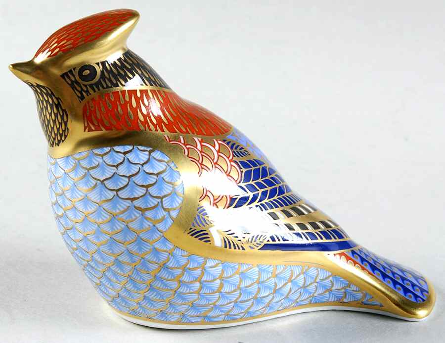 Imari Paperweight Collection Waxwing-Bird - Boxed by Royal Crown Derby-1