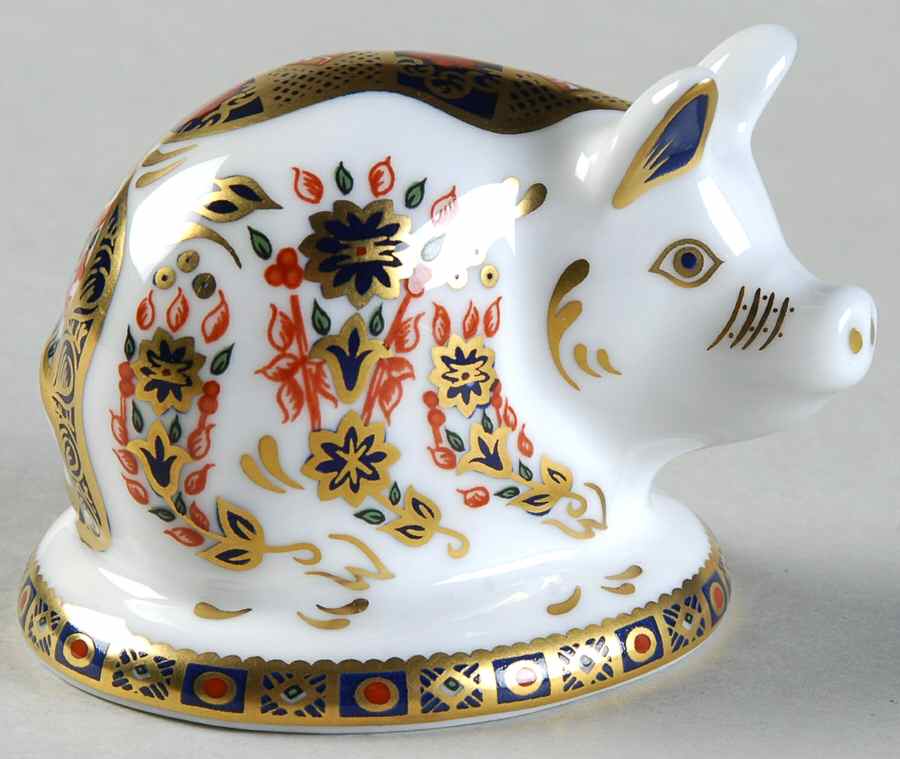Imari Paperweight Collection Piglet - Boxed by Royal Crown Derby-1