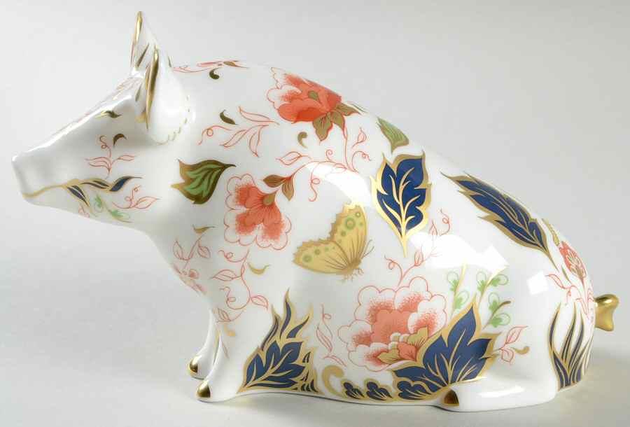 Imari Paperweight Collection Sitting Pig - Boxed by Royal Crown Derby-1