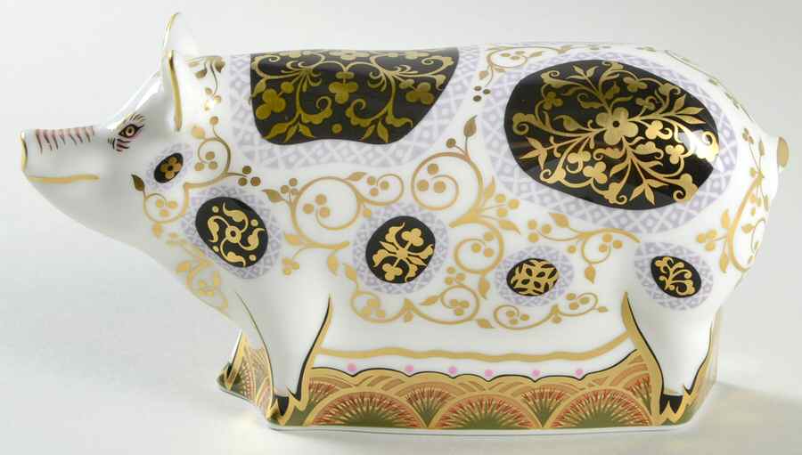 Imari Paperweight Collection Spotty Pig - With Box Bx359 by Royal Crown Derby-1