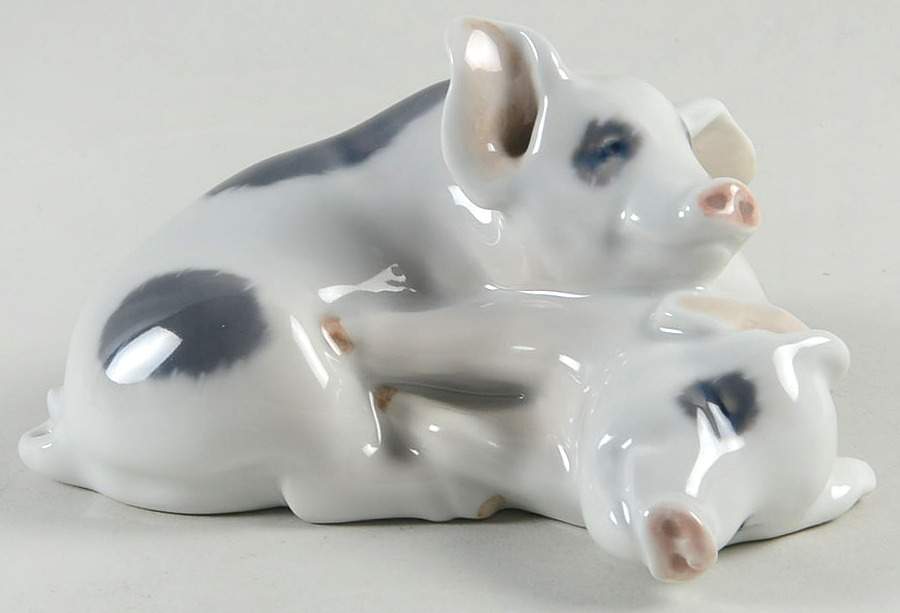 Animals-Farm and Domestic Pigs-Pair - No Box by Royal Copenhagen-1