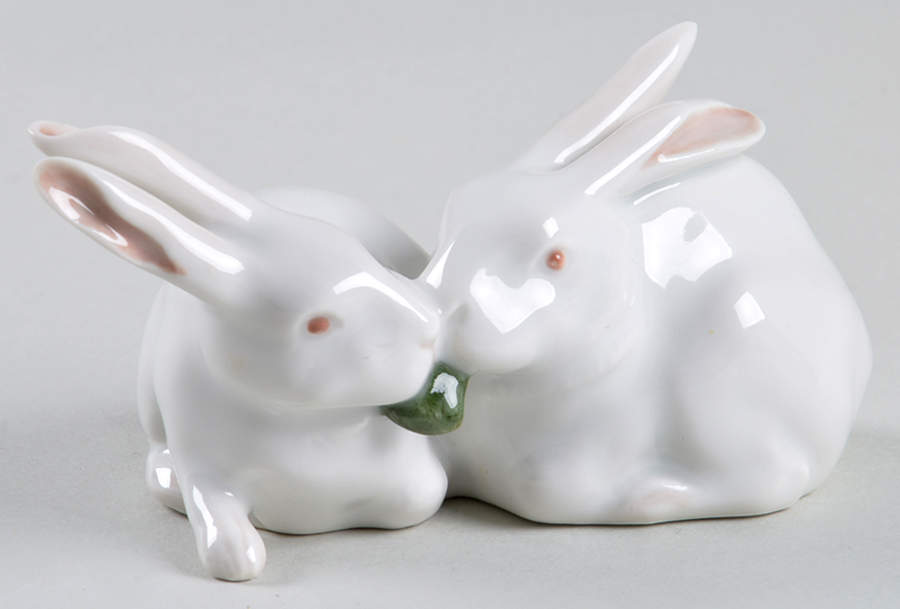 Animals-Farm and Domestic Rabbits-Pair - No Box by Royal Copenhagen-1