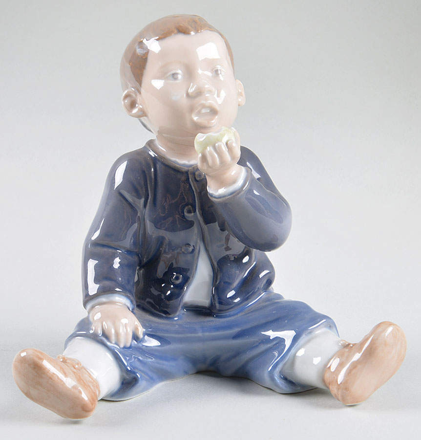 Children Boy Eating Apple - No Box by Royal Copenhagen-1