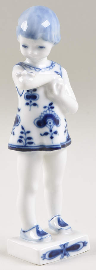 Blue & White Figurine Girl With Pram - No Box by Royal Copenhagen-1