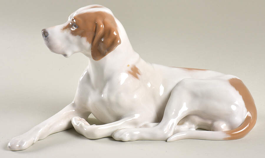 Dogs Pointer Head Up-Brown & White - No Box by Royal Copenhagen-1