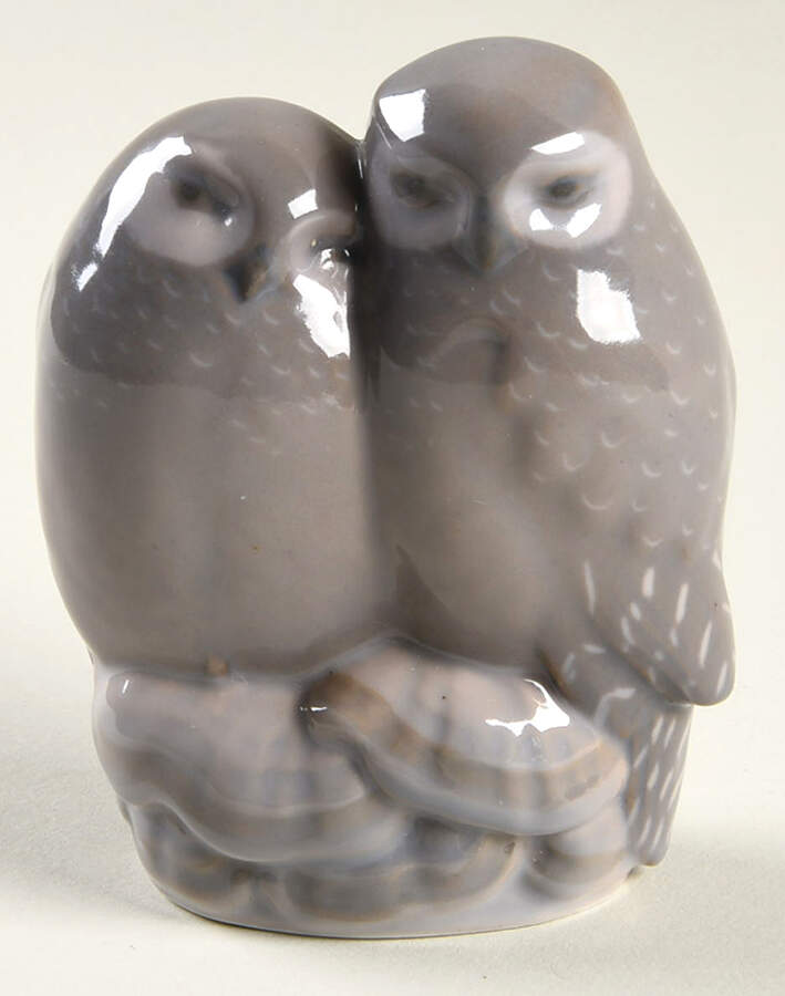 Birds Pair Of Owls-Grey - No Box 88a by Royal Copenhagen-1