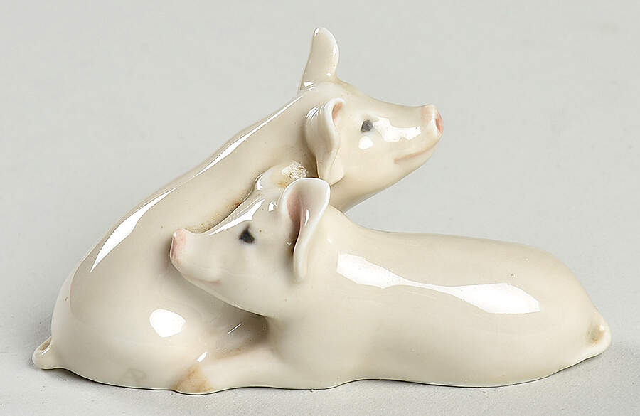 Animals-Farm and Domestic Pigs-Pair - No Box by Royal Copenhagen-1