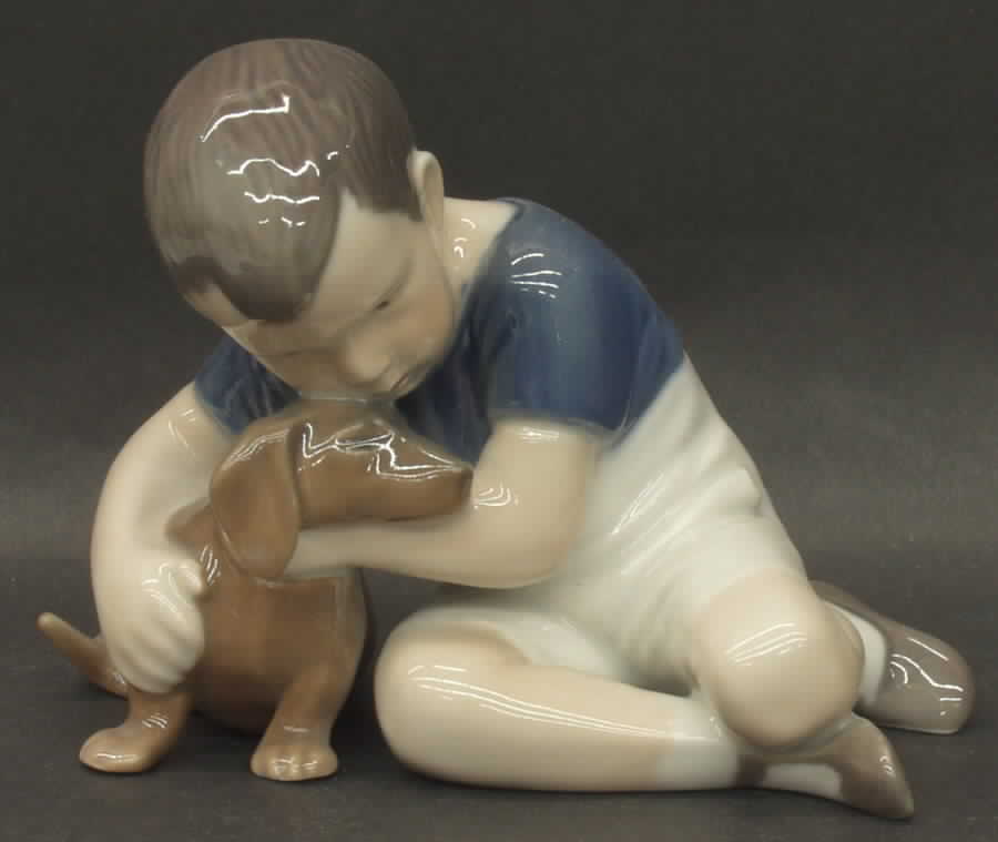 Children Boy With Dog - No Box by Royal Copenhagen-1