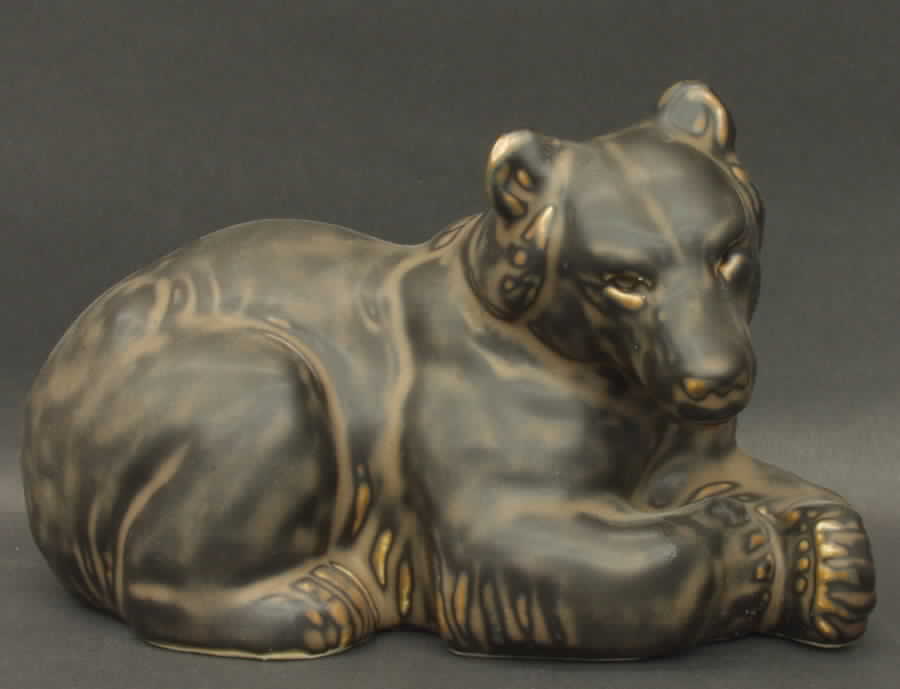 Stoneware Bear Lying - No Box by Royal Copenhagen-1