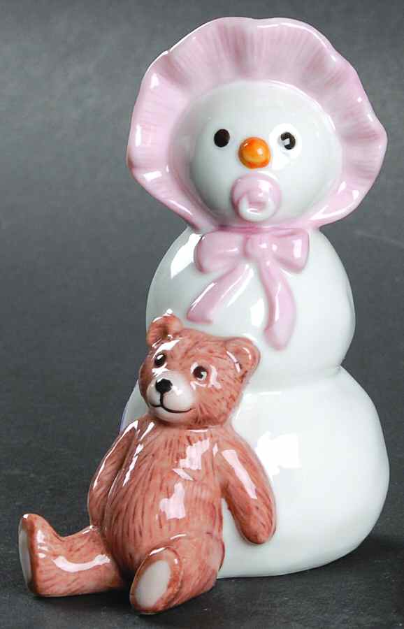 Snowman Snowman Girl With Teddy Bear - No Box by Royal Copenhagen-1