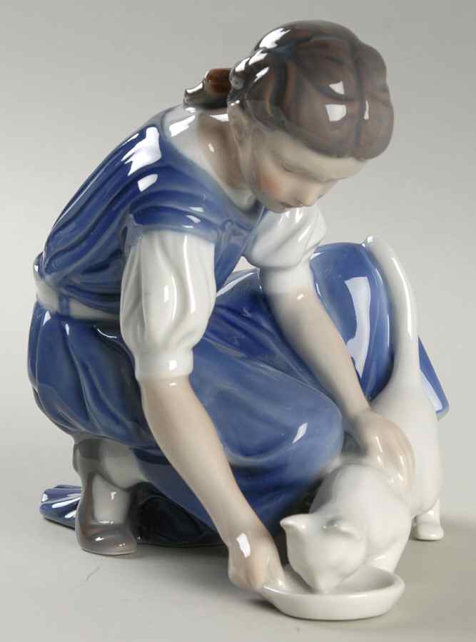 Children Only One Drop-Girl With Cat - No Box by Royal Copenhagen-1