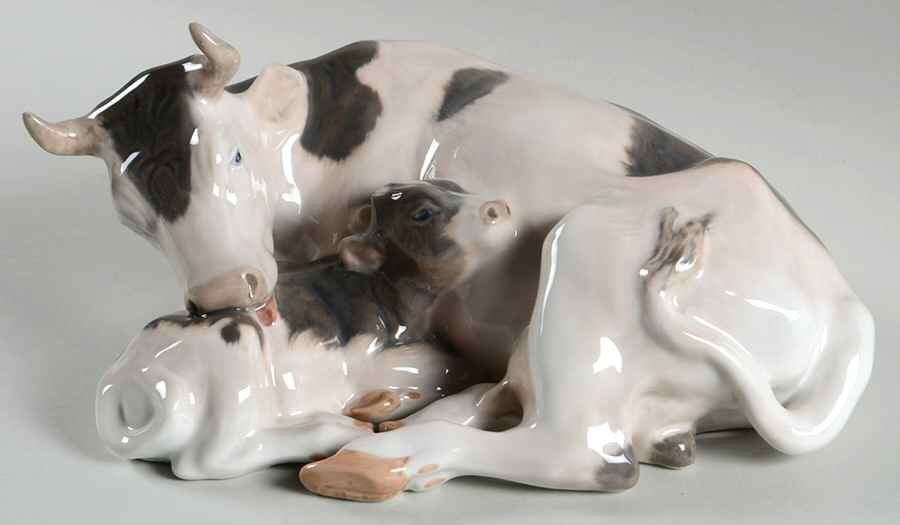 Animals-Farm and Domestic Cow With Calf - No Box by Royal Copenhagen-1