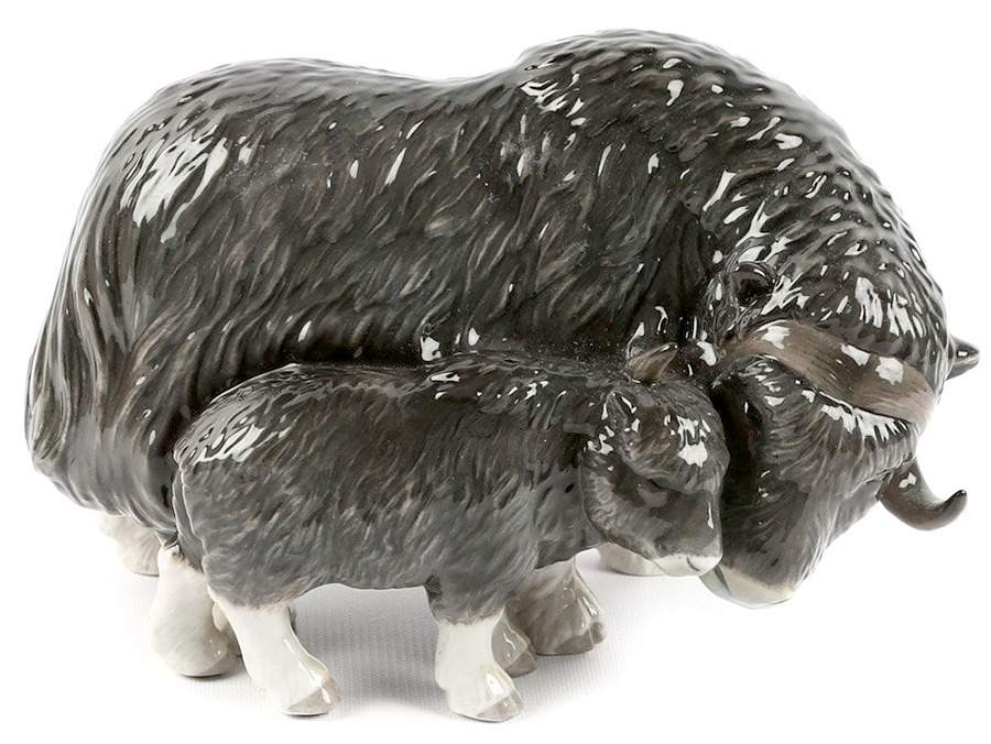 Animals-Farm and Domestic Musk Ox & Calf - No Box by Royal Copenhagen-1