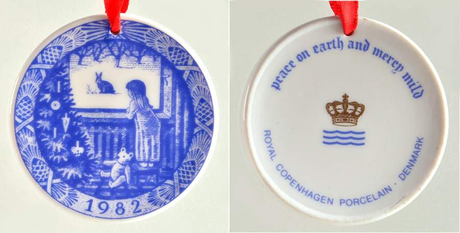 Christmas Ornament-Miniature Plate Waiting For The Christmas Tree - Boxed by Royal Copenhagen-1