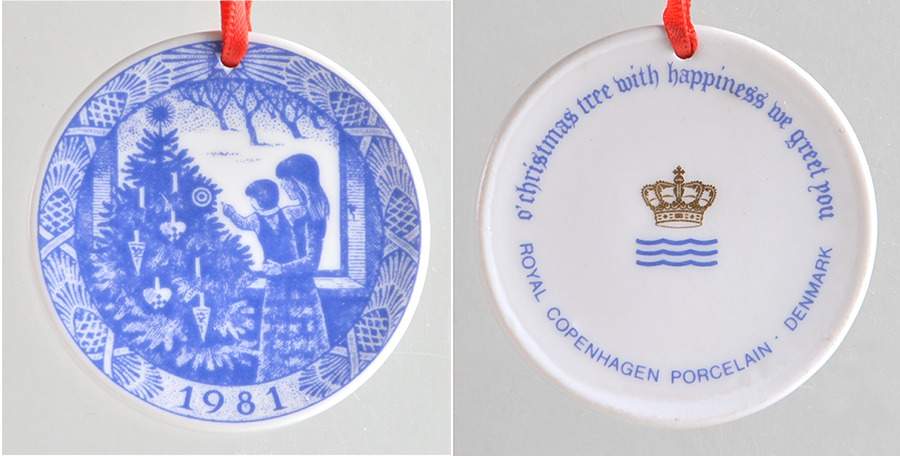 Christmas Ornament-Miniature Plate Admiring The Christmas Tree - Boxed by Royal Copenhagen-1