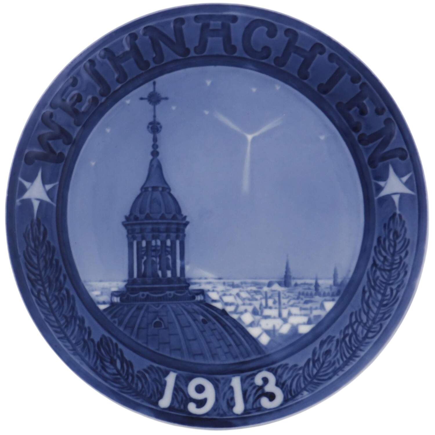 Annual Christmas Plate Frederik Church Spire-German - No Box by Royal Copenhagen-1