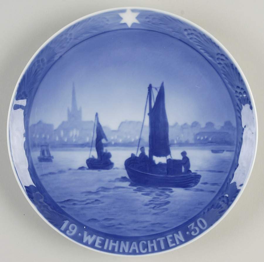 Annual Christmas Plate Fishing Boats-German - No Box by Royal Copenhagen-1
