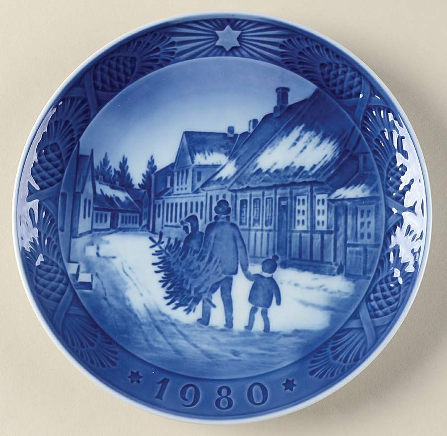 Annual Christmas Plate Bringing Home Christmas Tree - No Box by Royal Copenhagen-1